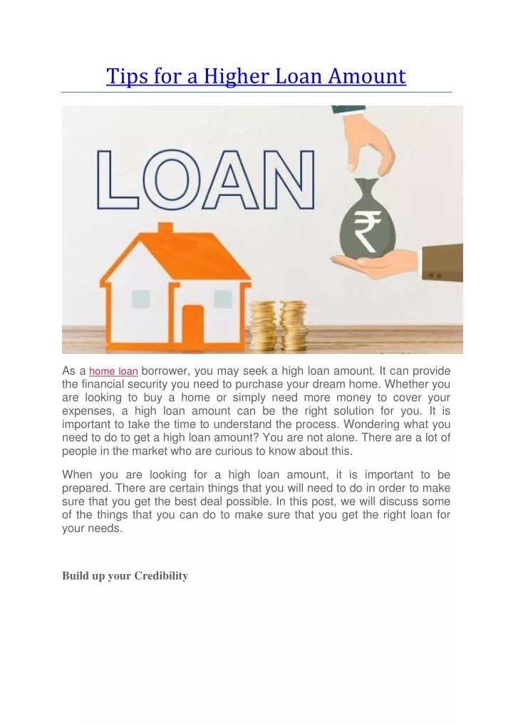 tips for a higher loan amount