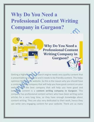Why Do You Need a Professional Content Writing Company in Gurgaon