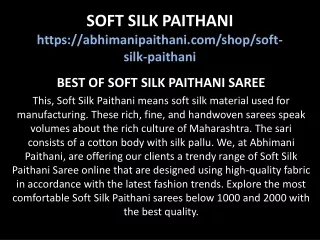 Soft Silk Paithani Saree Online | Soft Silk Sarees Below 2000 & 1000 | Abhimani