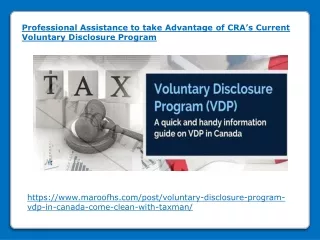 Advantage of CRA’s Current Voluntary Disclosure Program