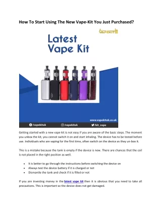 How To Start Using The New Vape-Kit You Just Purchased