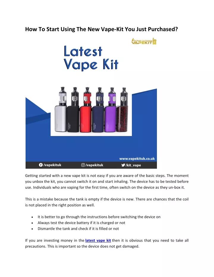 how to start using the new vape kit you just