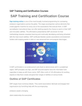 SAP Training and Certification Courses