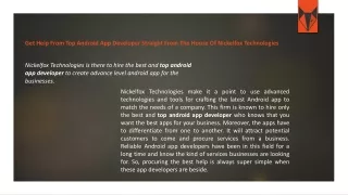 Get Help From Top Android App Developer Straight From The House Of Nickelfox Technologies