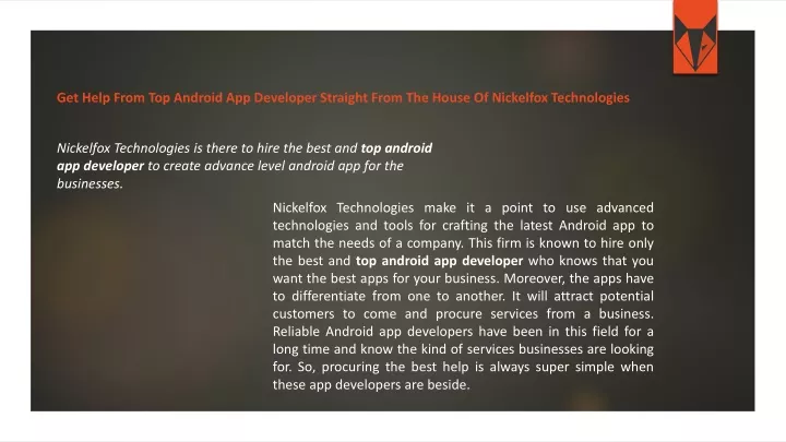 get help from top android app developer straight