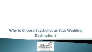 Why to Choose Seychelles as Your Wedding Destination?