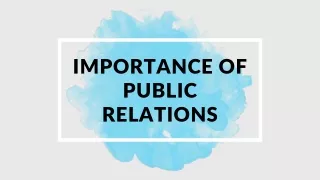 Importance of Public Relations
