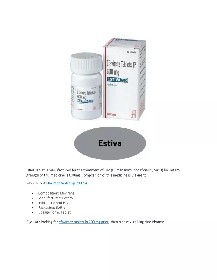 estiva tablet is manufactured for the treatment