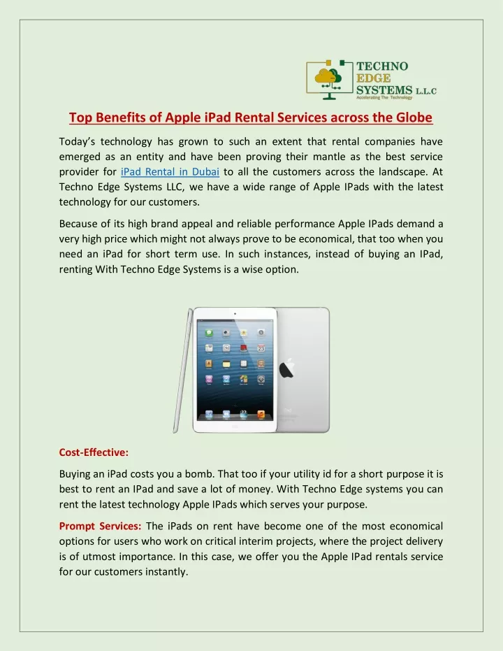 top benefits of apple ipad rental services across