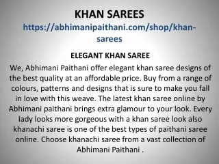 Buy Khan Sarees Sarees Online | Paithani Sarees at Best Price