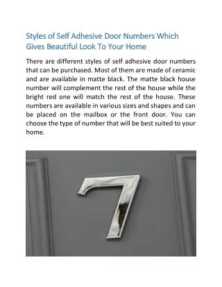 Styles of Self Adhesive Door Numbers Which Gives Beautiful Look To Your Home
