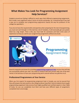 what makes you look for programming assignment