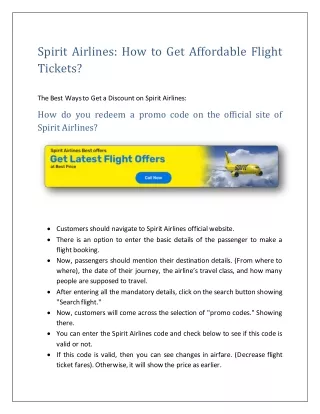 How to Get Affordable Spirit Airlines Flight Tickets