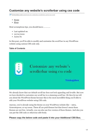 tricksyidea.com-Customize any websites scrollerbar using css code