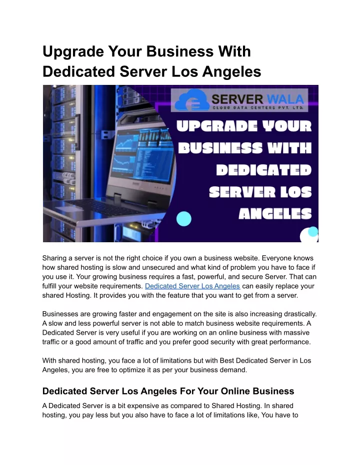 upgrade your business with dedicated server