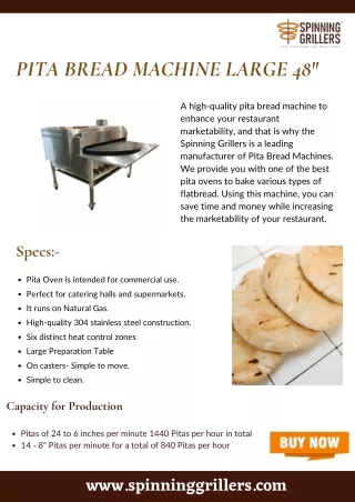 Pita Bread Machine Large 48" By Spinning Grillers