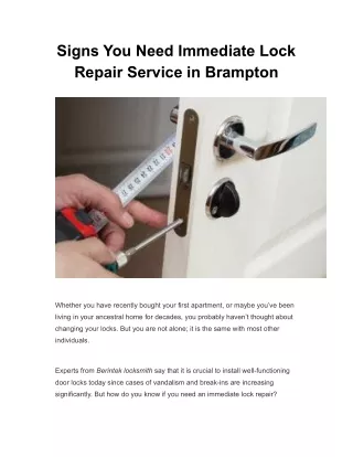 signs you need immediate lock repair service