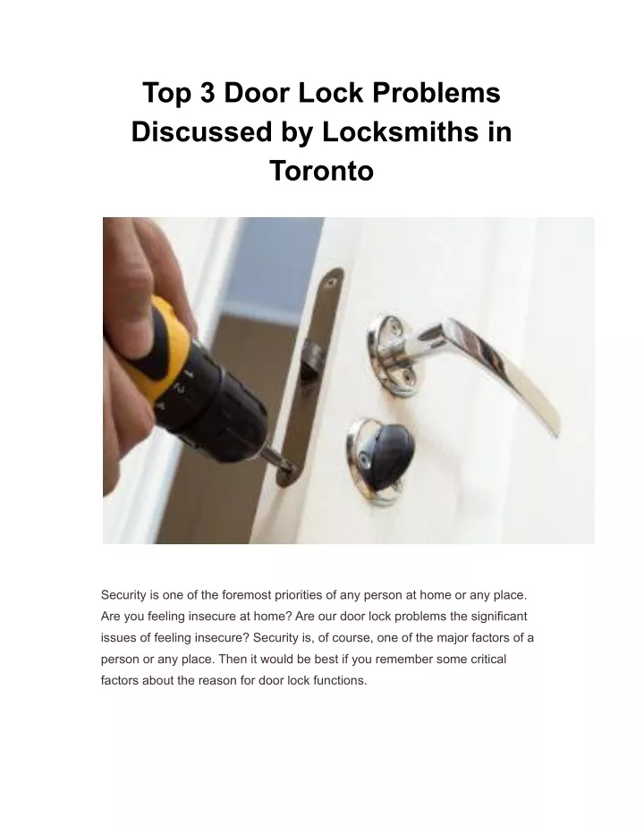 top 3 door lock problems discussed by locksmiths