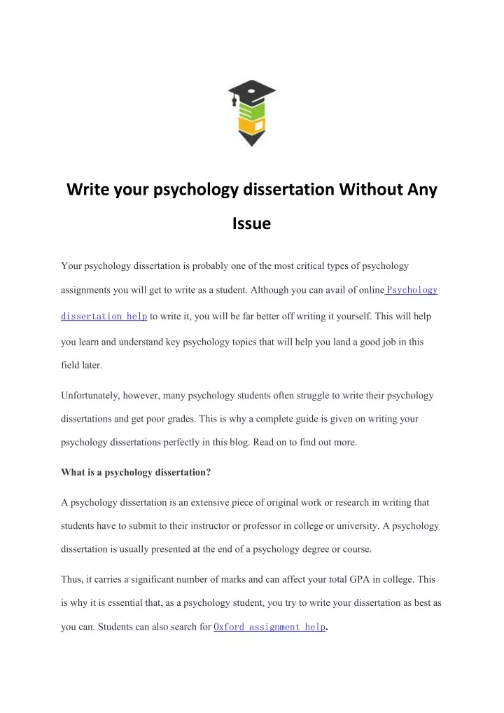 write your psychology dissertation without any