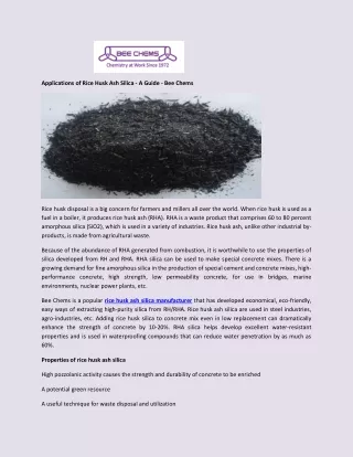 applications of rice husk ash silica a guide