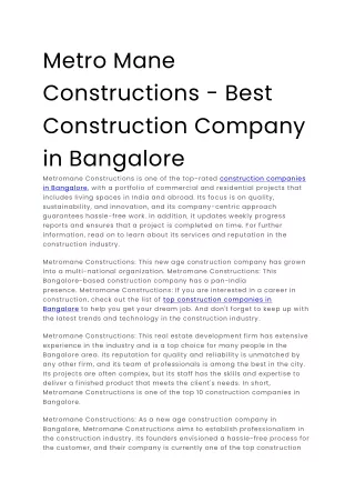 Metro Mane Constructions