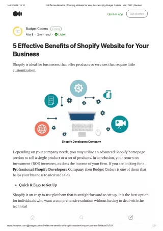 5 Effective Benefits of Shopify Website for Your Business - Budget Coders
