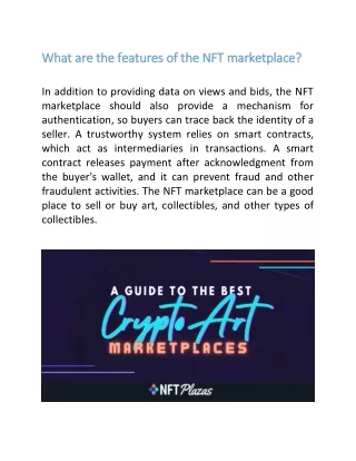 What are the features of the NFT marketplace