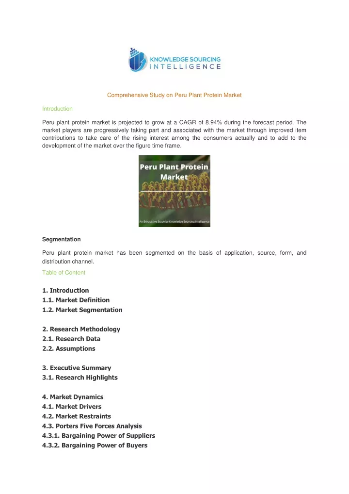 comprehensive study on peru plant protein market