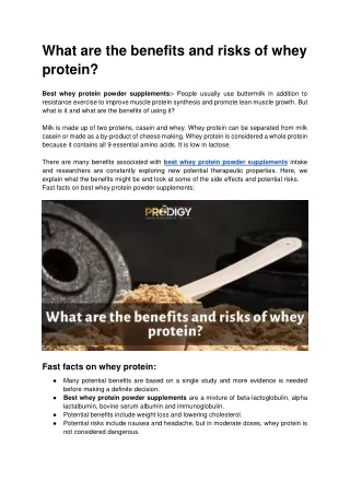 What are the benefits and risks of whey protein