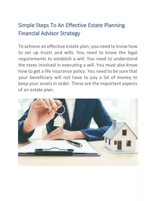 Simple Steps To An Effective Estate Planning Financial Advisor Strategy