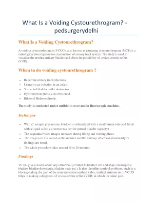 What Is a Voiding Cystourethrogram - Pedsurgerydelhi