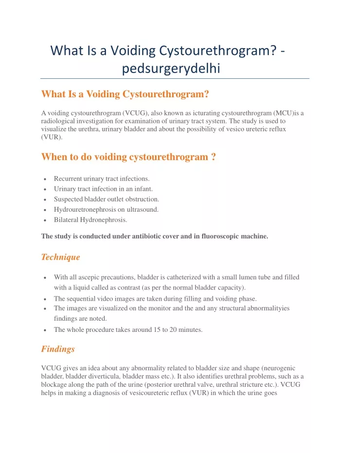 what is a voiding cystourethrogram pedsurgerydelhi