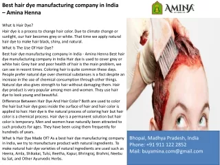 Best hair dye manufacturing company in India – Amina Henna