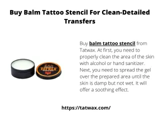 Buy Balm Tattoo Stencil For Clean-Detailed Transfers