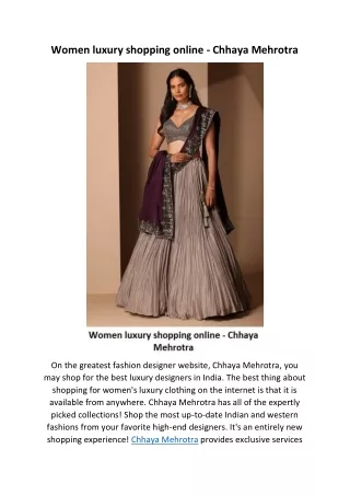 Women luxury shopping online - Chhaya Mehrotra