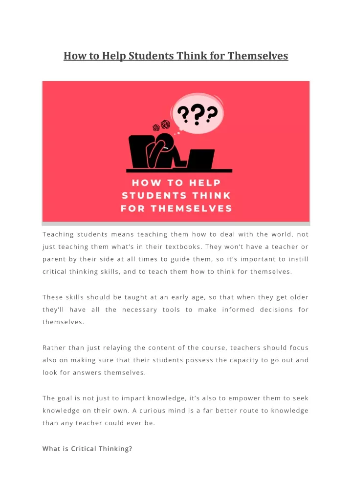 how to help students think for themselves