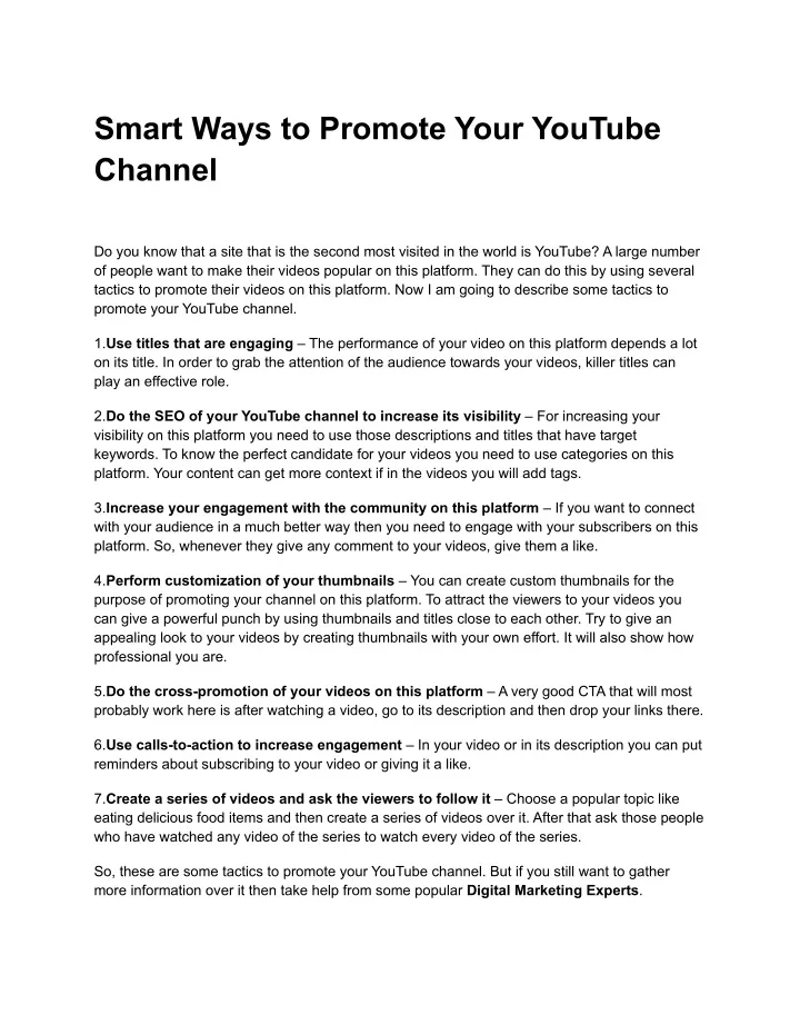 smart ways to promote your youtube channel