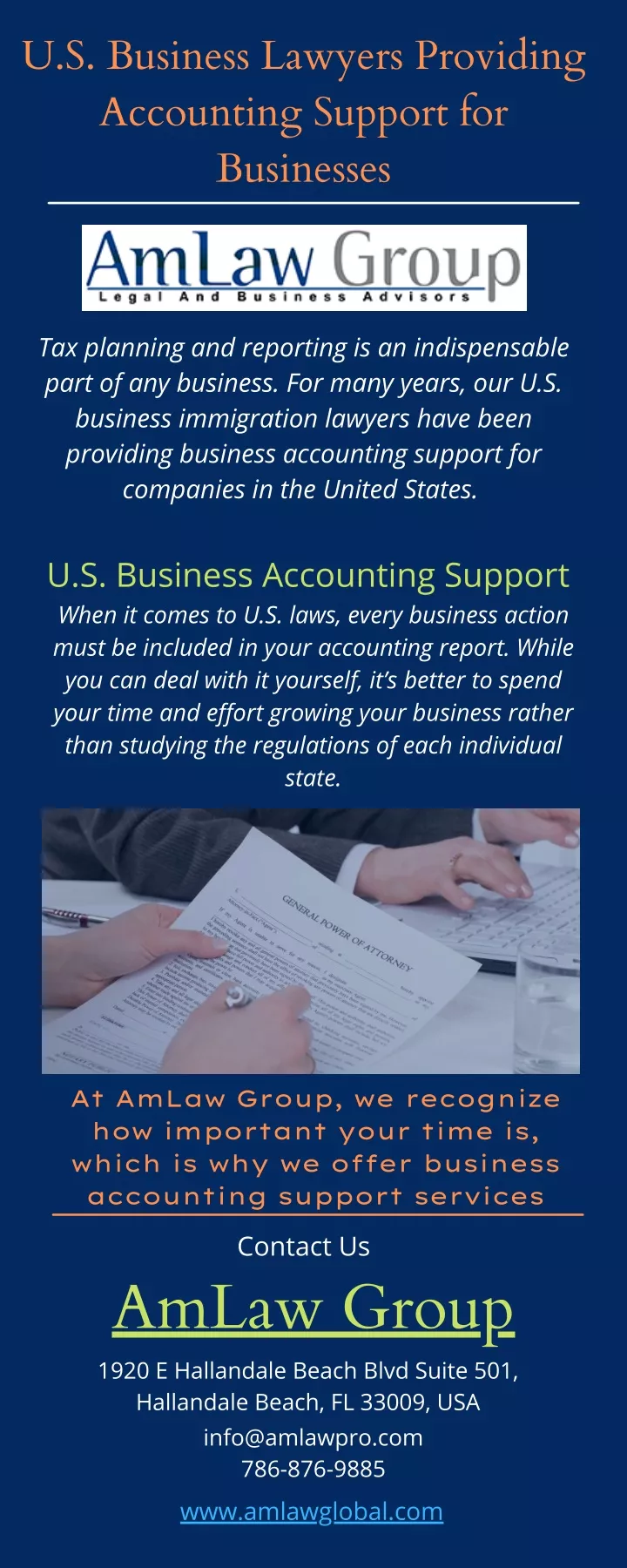 u s business lawyers providing accounting support