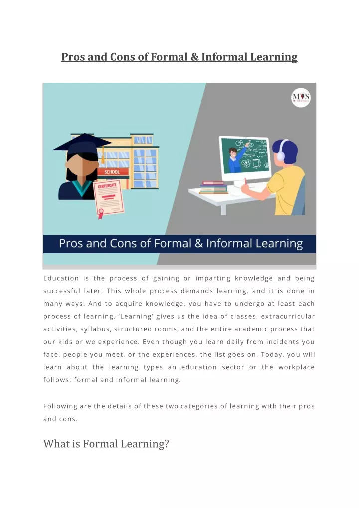pros and cons of formal informal learning