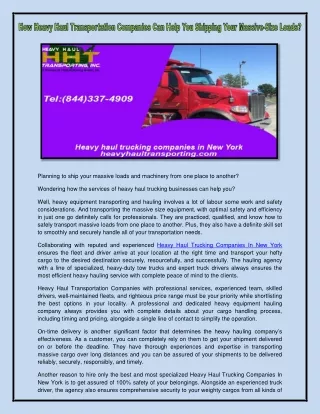 Heavy haul trucking companies in New York