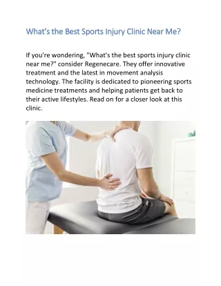 What is the Best Sports Injury Clinic Near Me