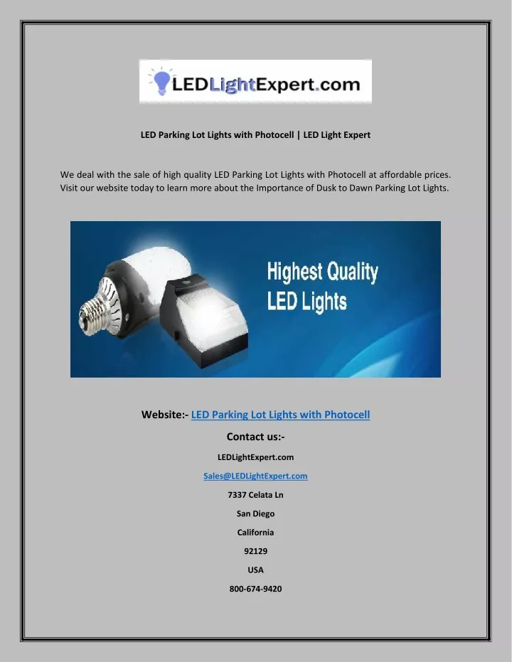 led parking lot lights with photocell led light