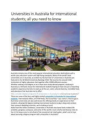 universities in australia for international