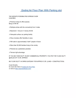 _  Godrej Air Floor Plan With Parking