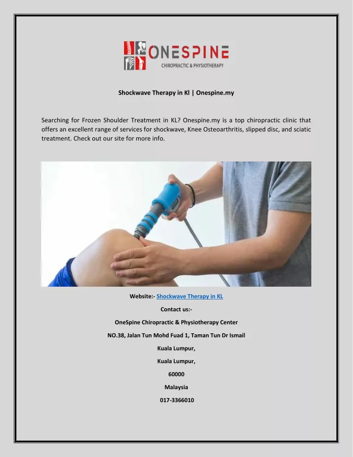 shockwave therapy in kl onespine my