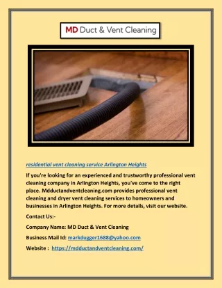 Residential Vent Cleaning Service Arlington Heights | Mdductandventcleaning.com