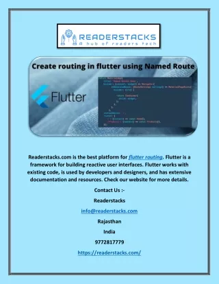 Flutter Routing | Readerstacks.com