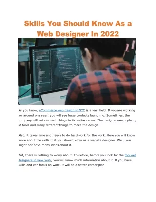 skills you should know as a web designer in 2022