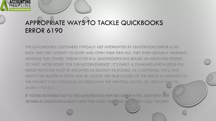 appropriate ways to tackle quickbooks error 6190