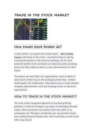 trade in the stock market
